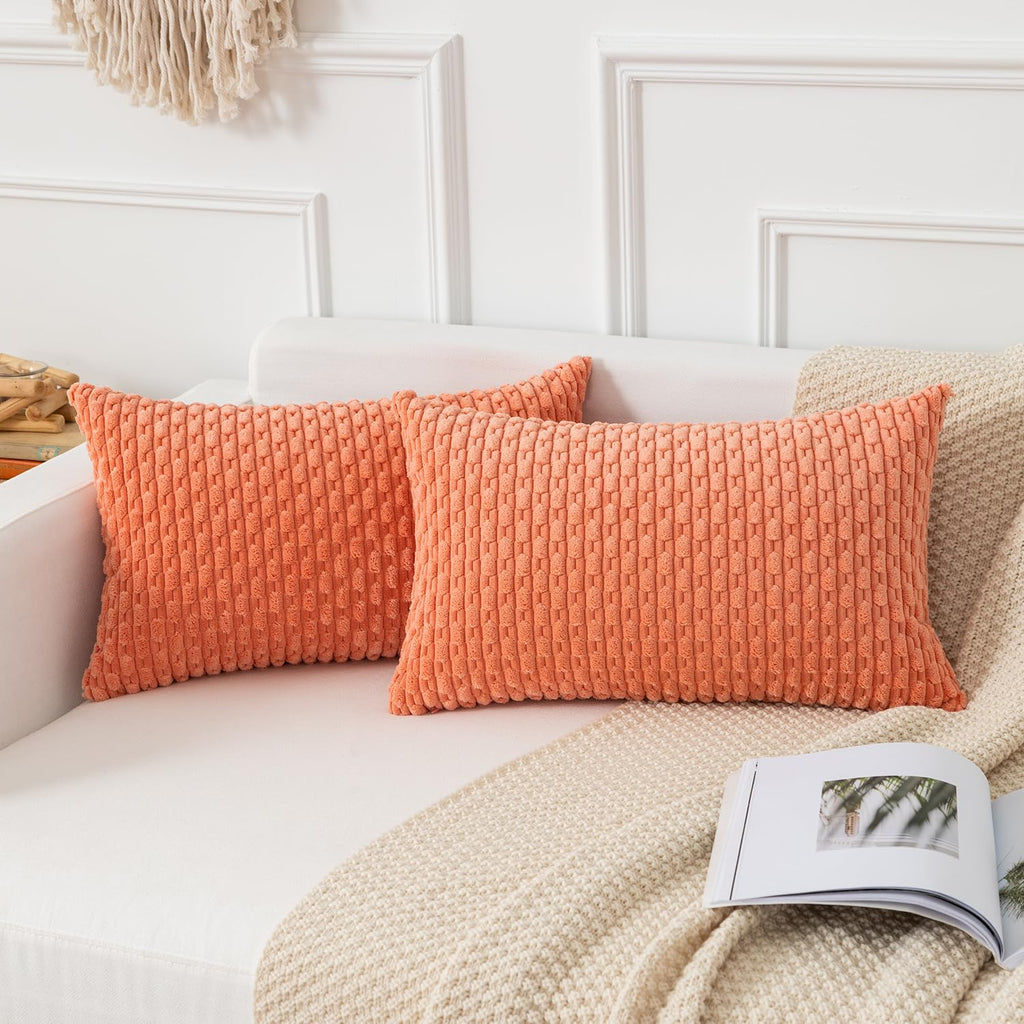 Kevin Textile Soft Corduroy 18x18 Inch Pillow Covers 2 Pack, Sage Green