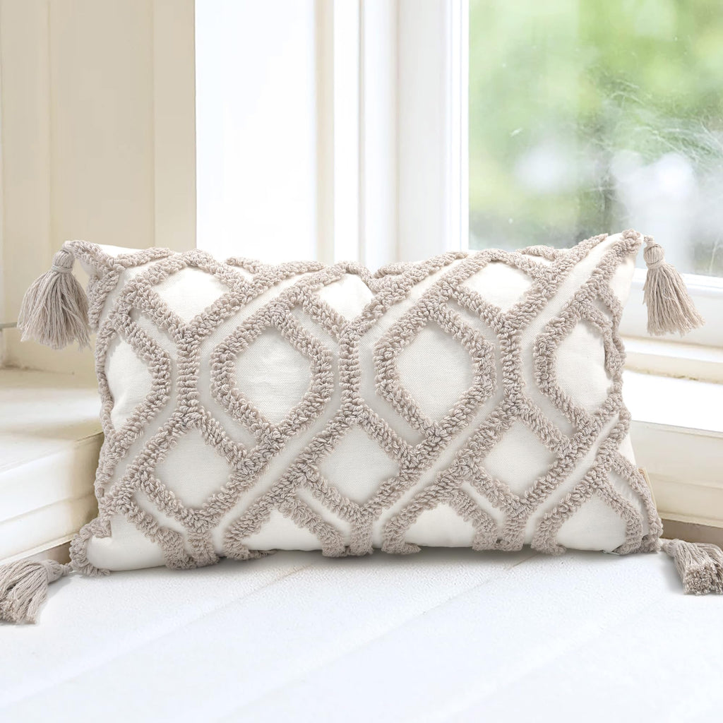Lumbar Boho Pillow Covers 12x20 Tufted Teal for Couch Bed Teal
