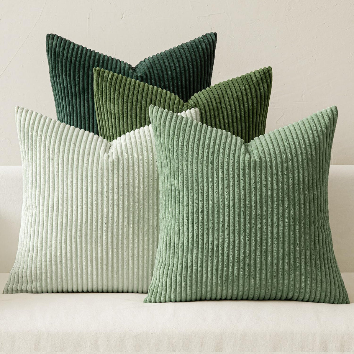 MIULEE Soft Corduroy Decorative Throw Pillow Covers Orange Teal 18x18