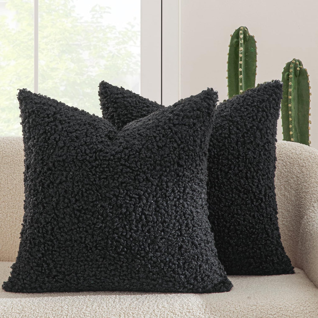 MIULEE Decorative Faux Fur Pillow Covers Sherpa 18x18 Chocolate