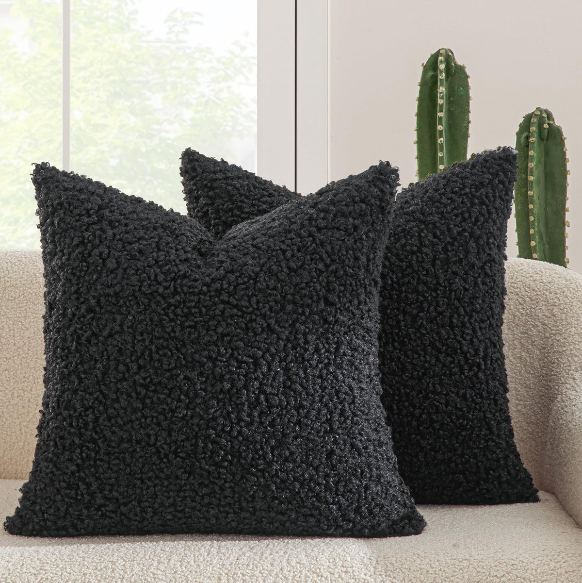 MIULEE Decorative Faux Fur Pillow Covers Sherpa 18x18 Chocolate