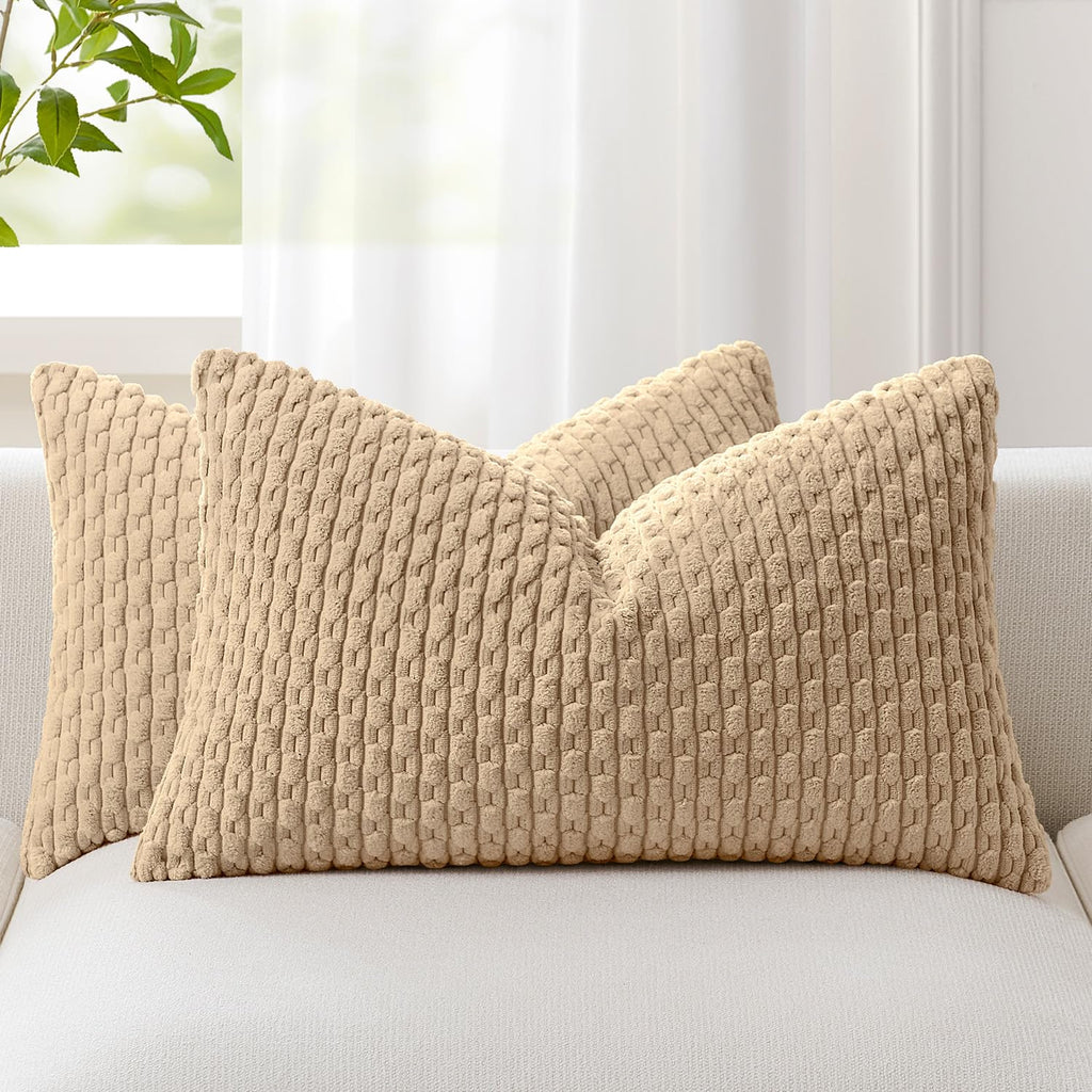 Kevin Textile Soft Corduroy 18x18 Inch Pillow Covers 2 Pack, Sage Green