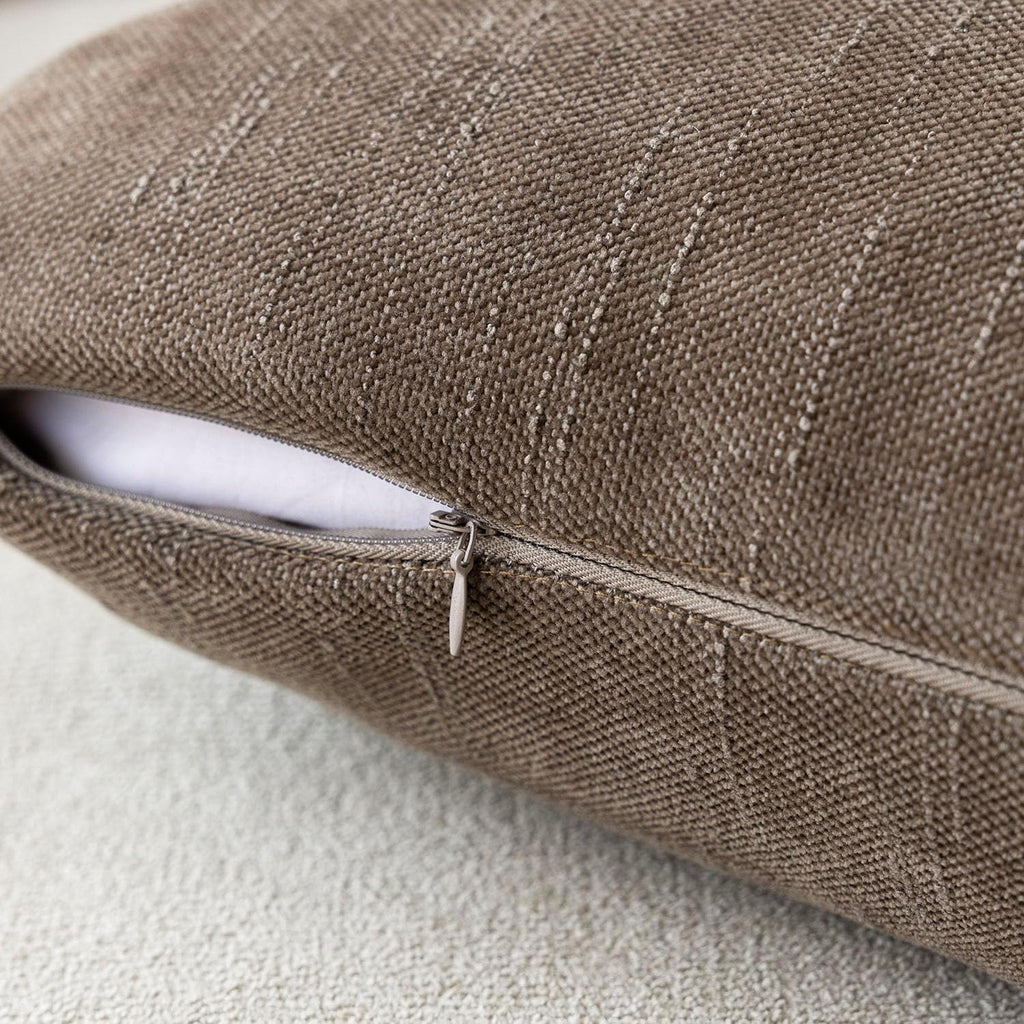 Foindtower Solid Textured Chenille Throw Pillow Covers 20x20 Inch,Taupe
