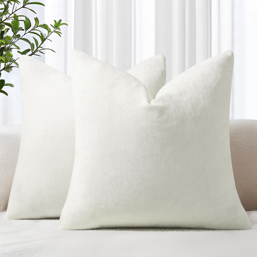 decorUhome Soft Chenille Moss Green Throw Pillow Covers 18X18 Set of 2