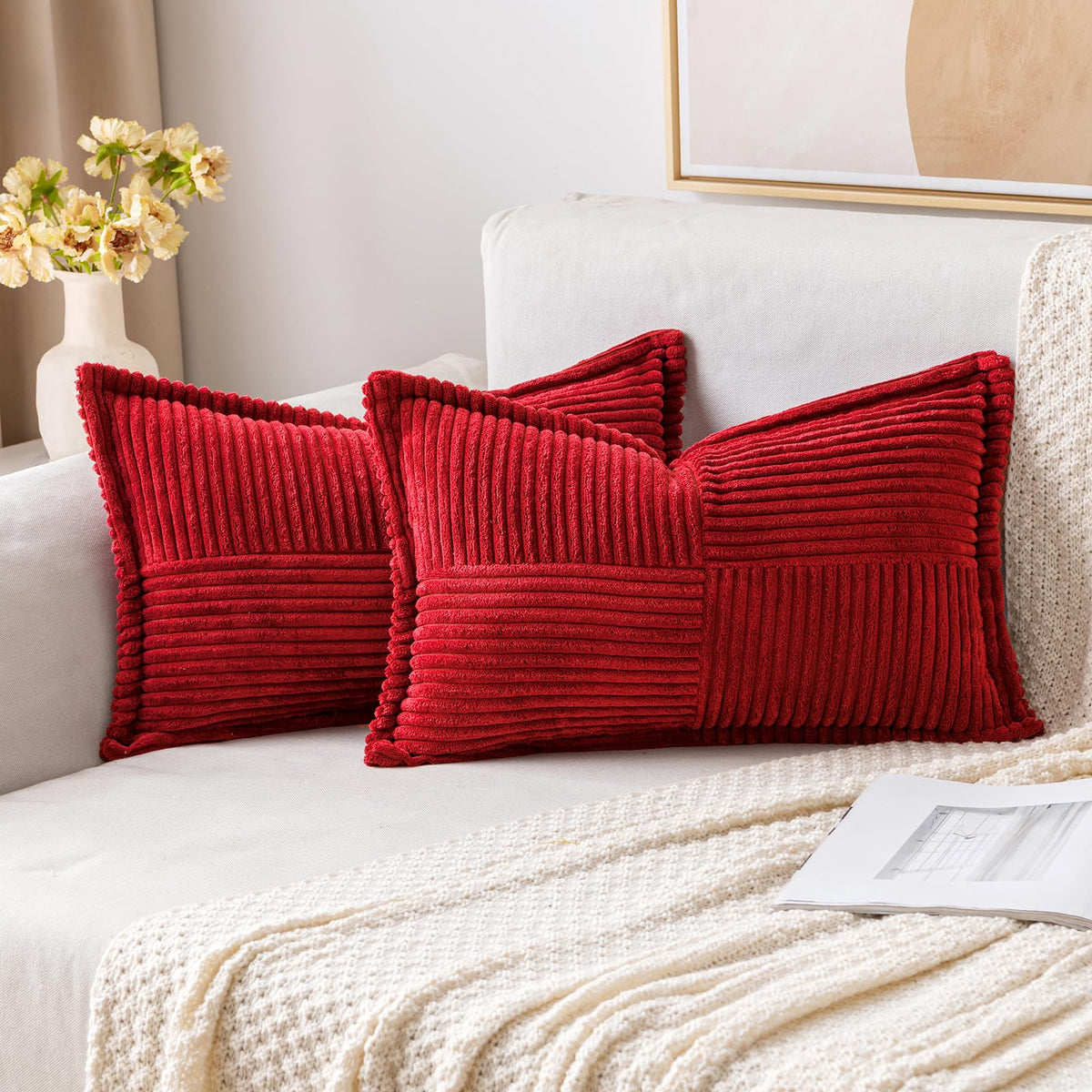 MIULEE Decorative Throw Pillow Covers for Couch 18x18 Inch Beige 2 Pack