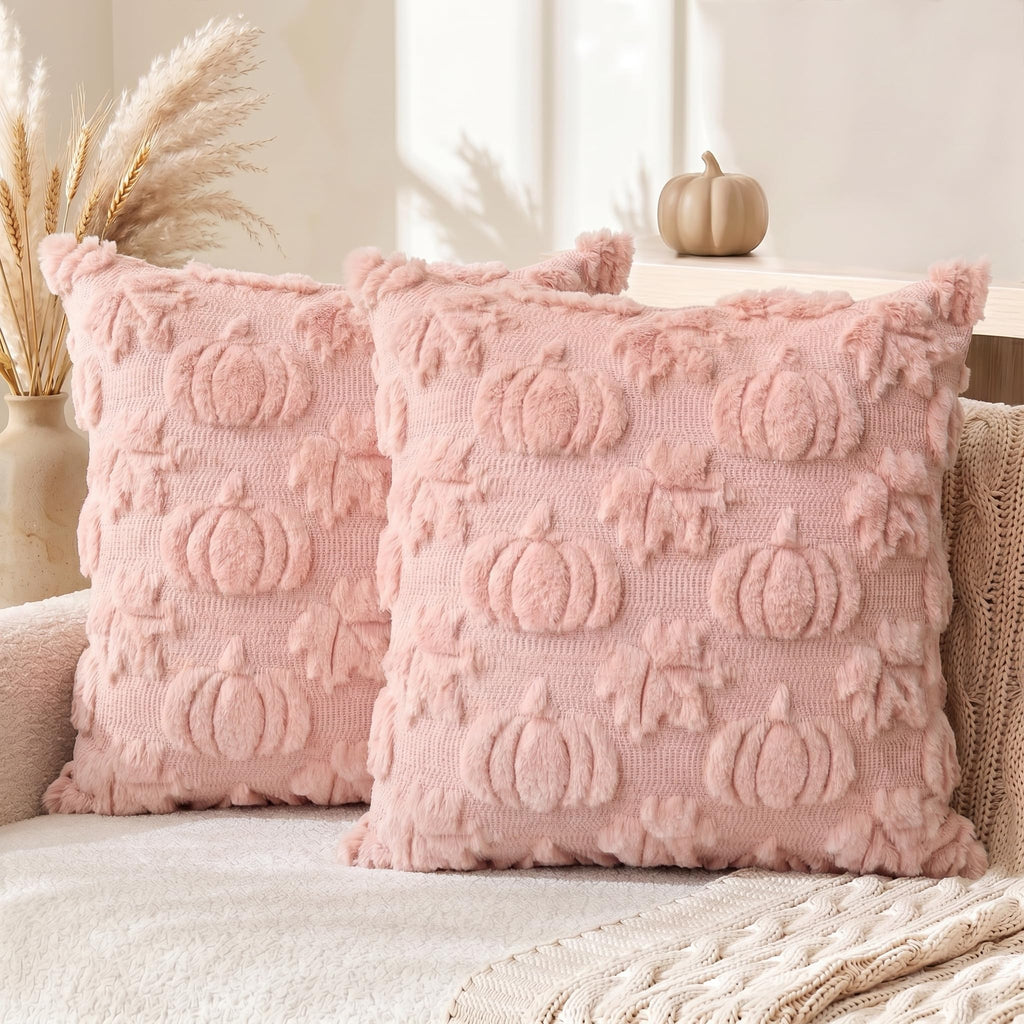 AVOIN colorlife Beige Fall Pumpkin Throw Pillow Covers 18x18 Inch