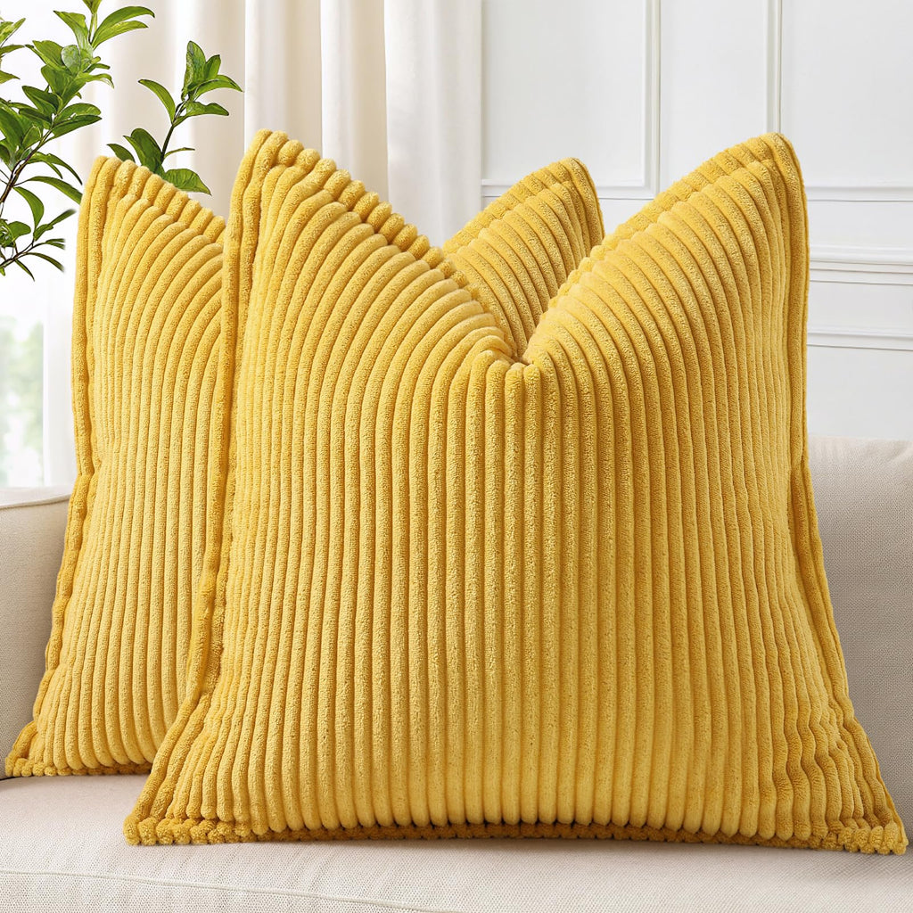 decorUhome Fall Corduroy Navy Blue Throw Pillow Covers 24x24 Set of 2