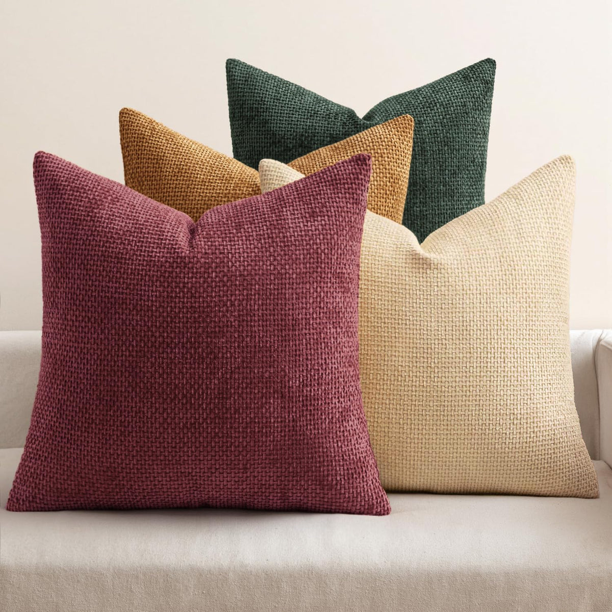 MIULEE Soft Decorative Chenille Pillow Covers Blue Series 18x18 Pack of 4