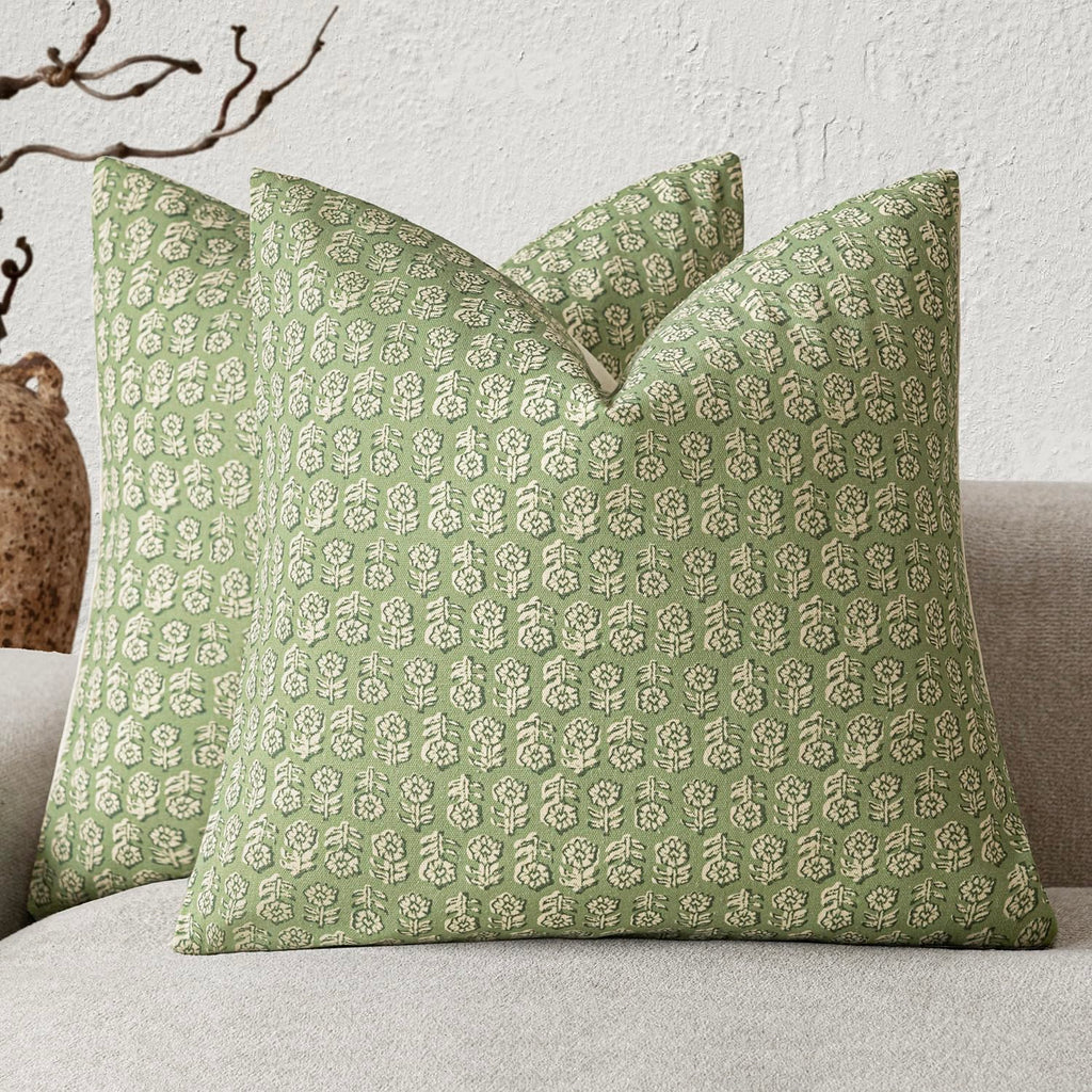 Foindtower Decorative Floral Print Throw Pillow Covers 20×20 Inch,Tan Taupe