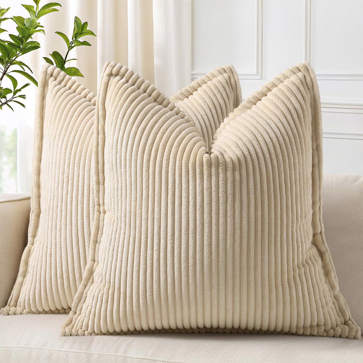 decorUhome Fall Corduroy Navy Blue Throw Pillow Covers 24x24 Set of 2