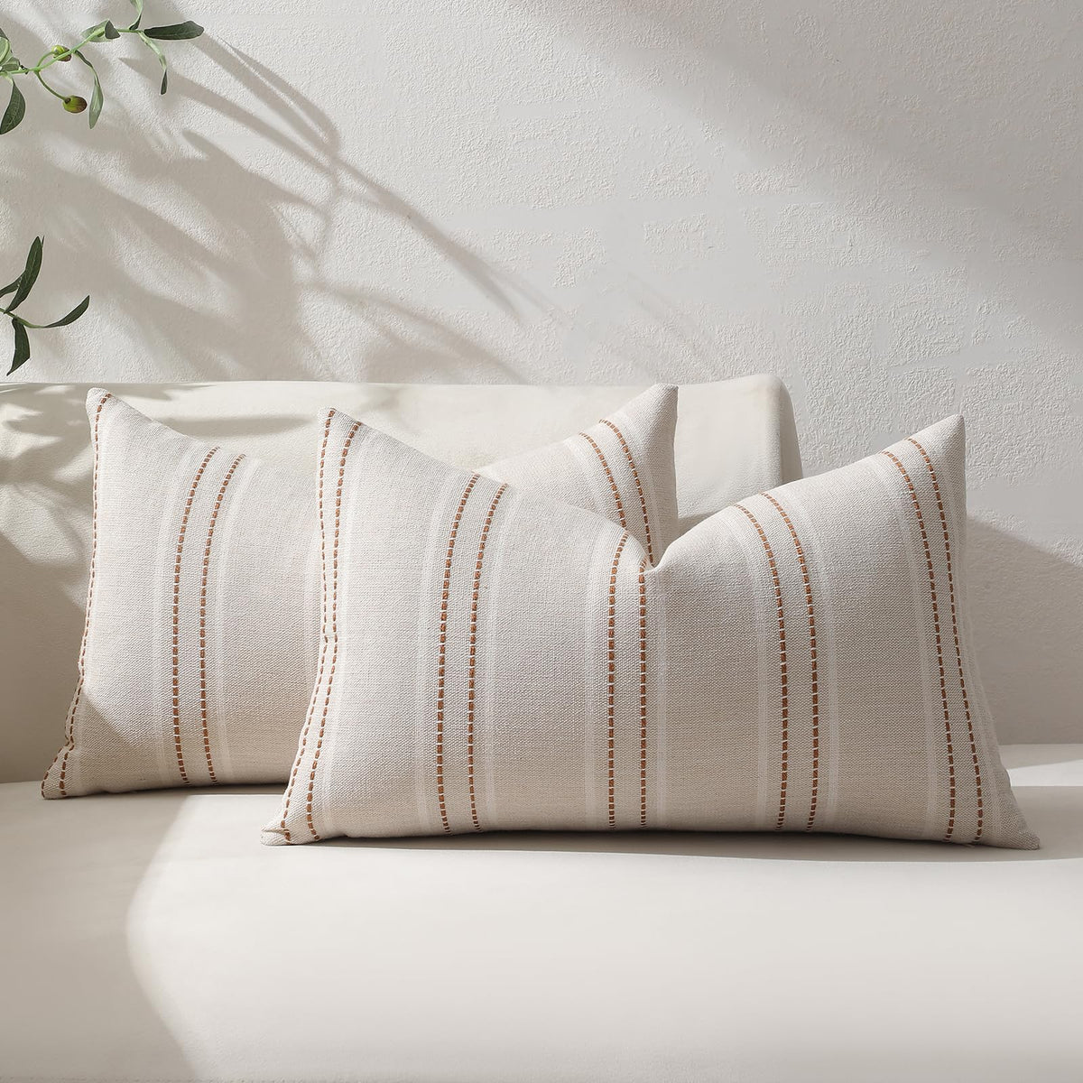 Hckot Decorative Throw Pillow Covers 20x20 Set of 2 Striped Pillow Covers