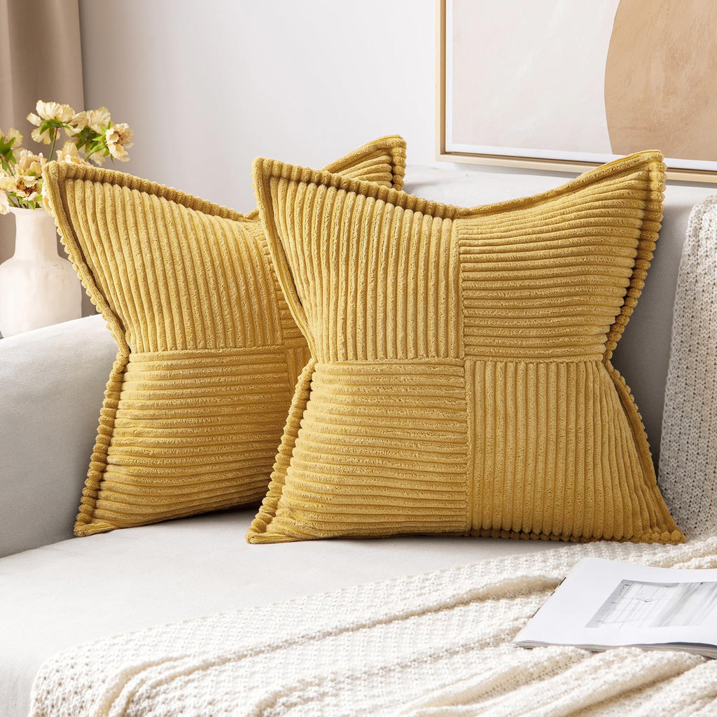 MIULEE Decorative Throw Pillow Covers for Couch 18x18 Inch Beige 2 Pack