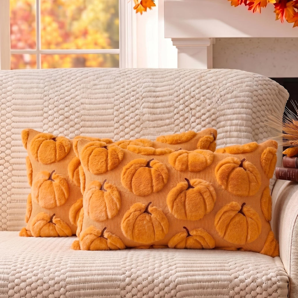 Fall Pillow Covers Pumpkin Fall Decor 18x18 Set of 2 Beige