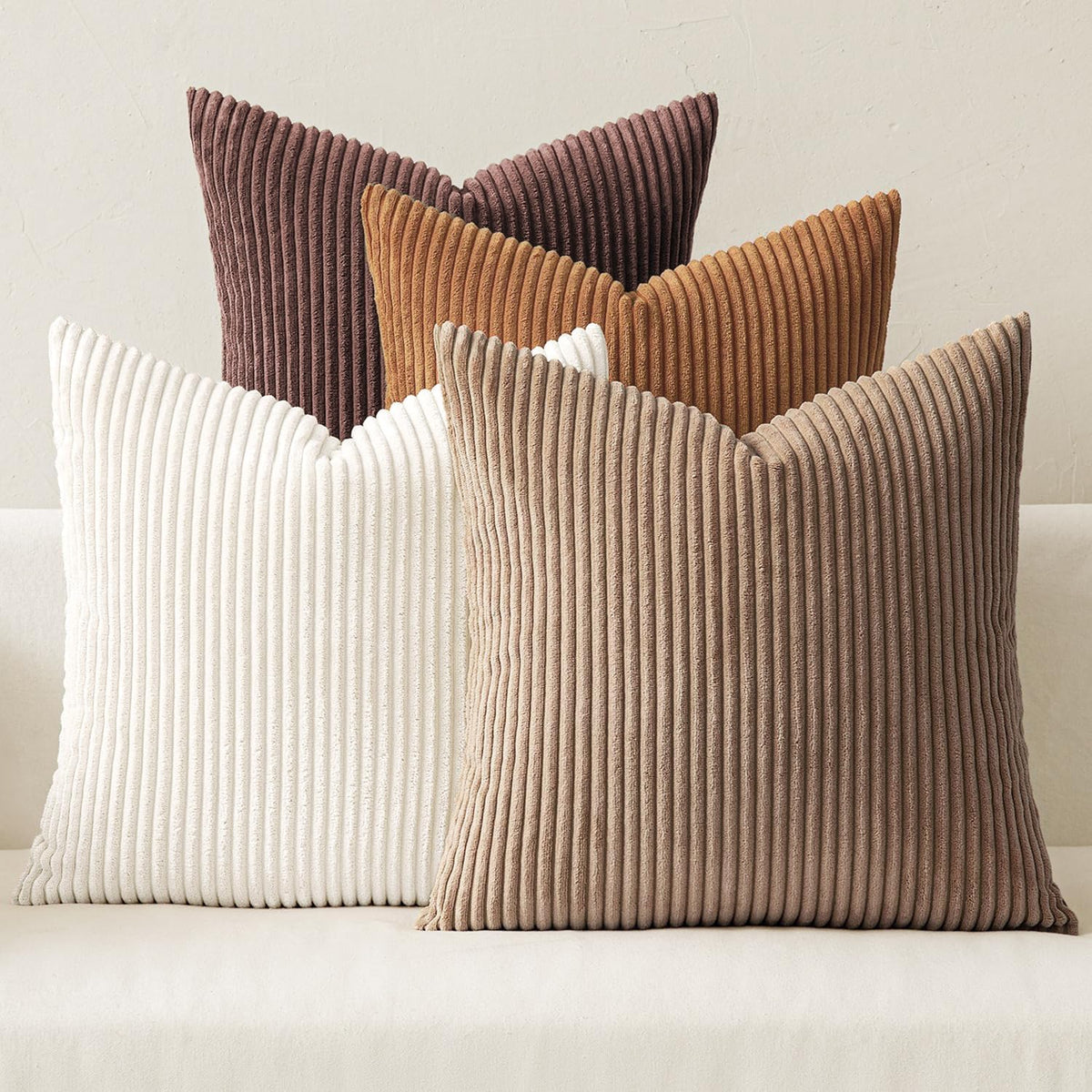MIULEE Soft Corduroy Decorative Throw Pillow Covers Orange Teal 18x18
