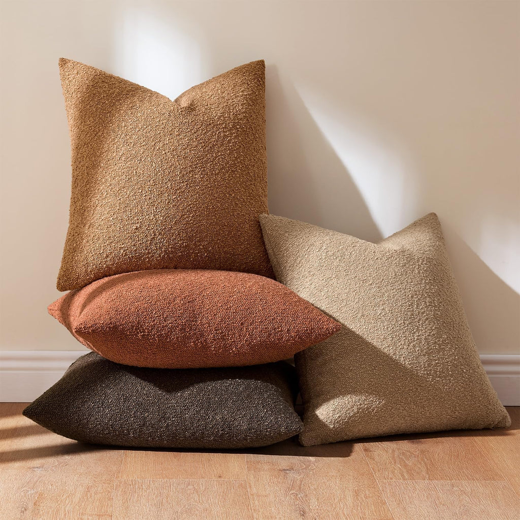 MIULEE Fall Decorative Boucle Throw Pillow Covers 18x18 Rustic Set of 4