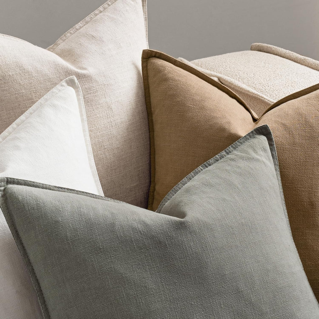 MIULEE Neutral Boho Linen Decorative Pillow Covers 18x18 Inch Pack of 4