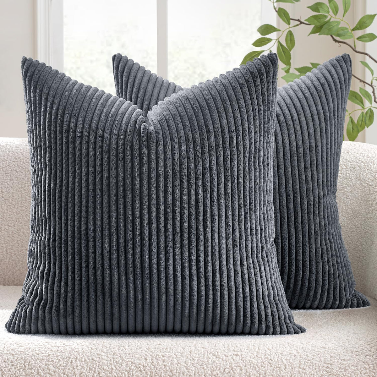 MIULEE Fall Decorative Corduroy Throw Pillow Covers Set of 2 20x20 Orange