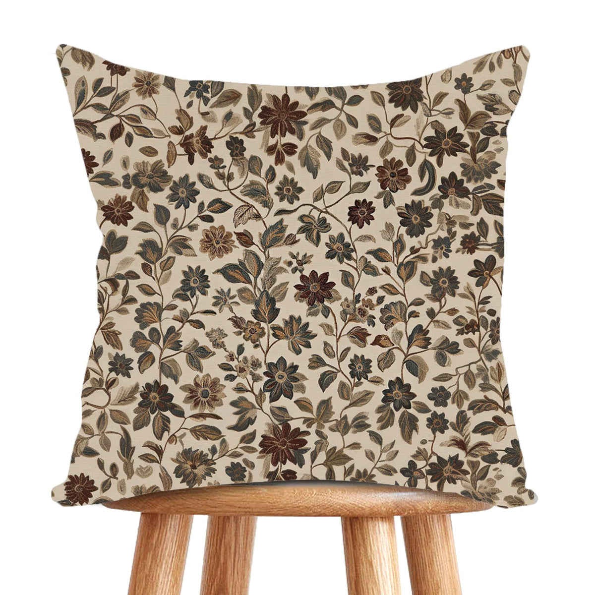 William Morris Abstract Vintage Print Floral Velvet Design Throw Pillow Covers Home Decor, Retro Art Decor Pillowcase Cushion Cover for Bed Sofa Living Room, Square 18x18inch (Black-Floral2)