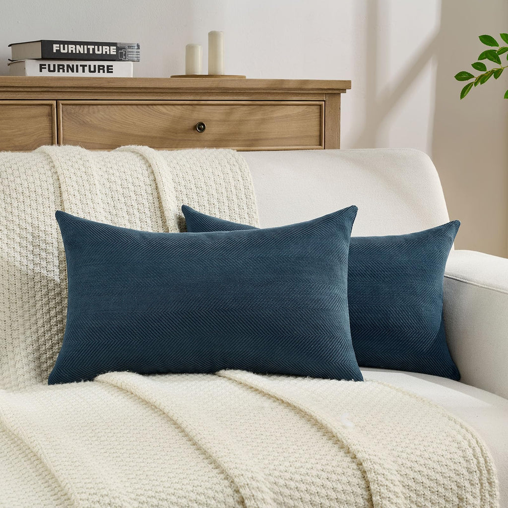 FUTEI Pack of 2 Chenille Throw Pillow Covers 18x18 Inch, Black
