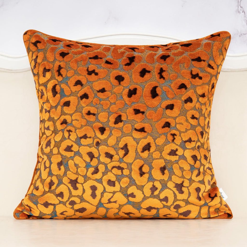 Alerfa Green Brown Floral Throw Pillow Cover 18 x 18 Inch Cut Velvet Sqaure Luxury Decorative Pillow Cover for Couch Living Room Bedroom