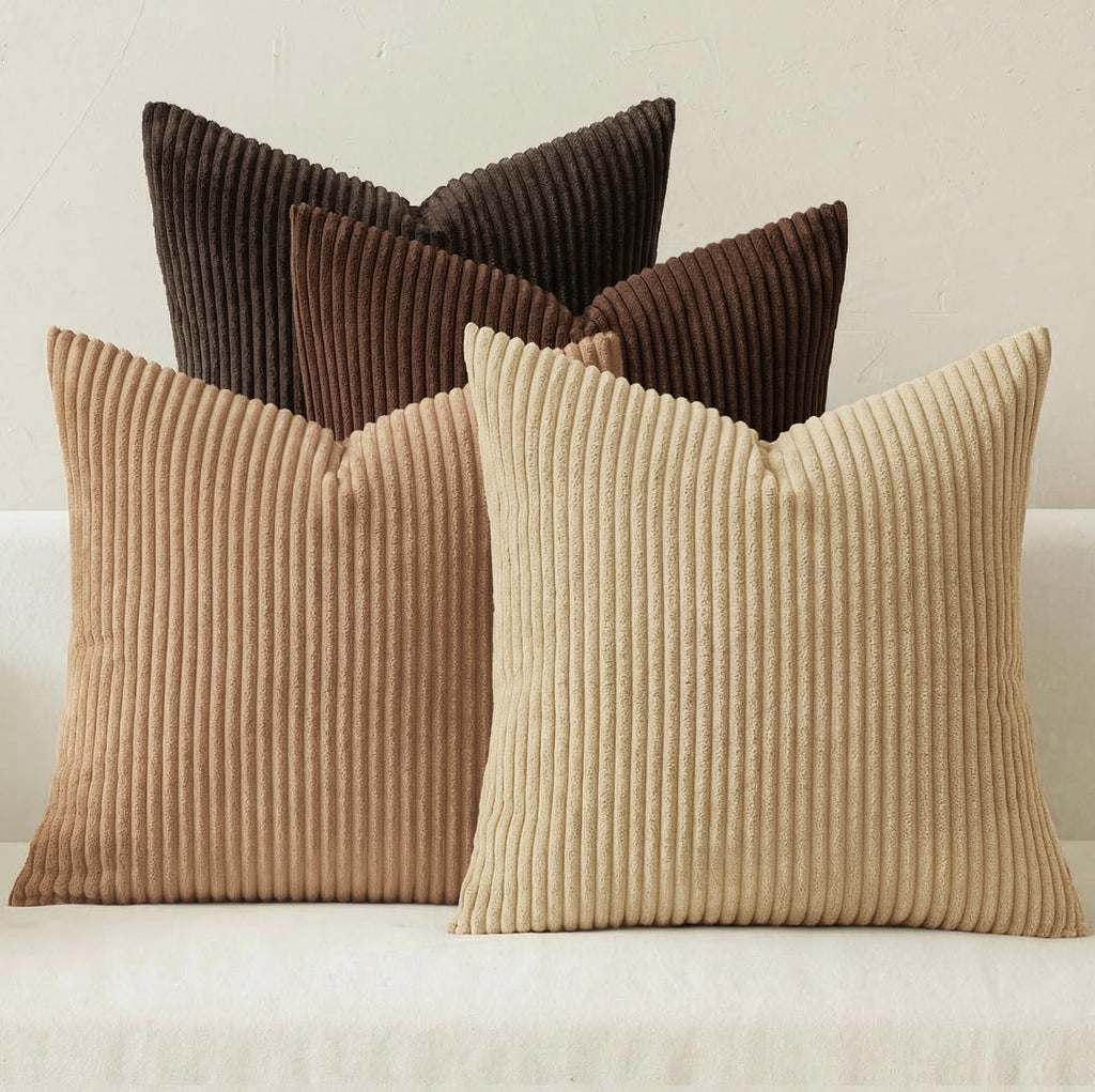 MIULEE Soft Corduroy Decorative Throw Pillow Covers Orange Teal 18x18