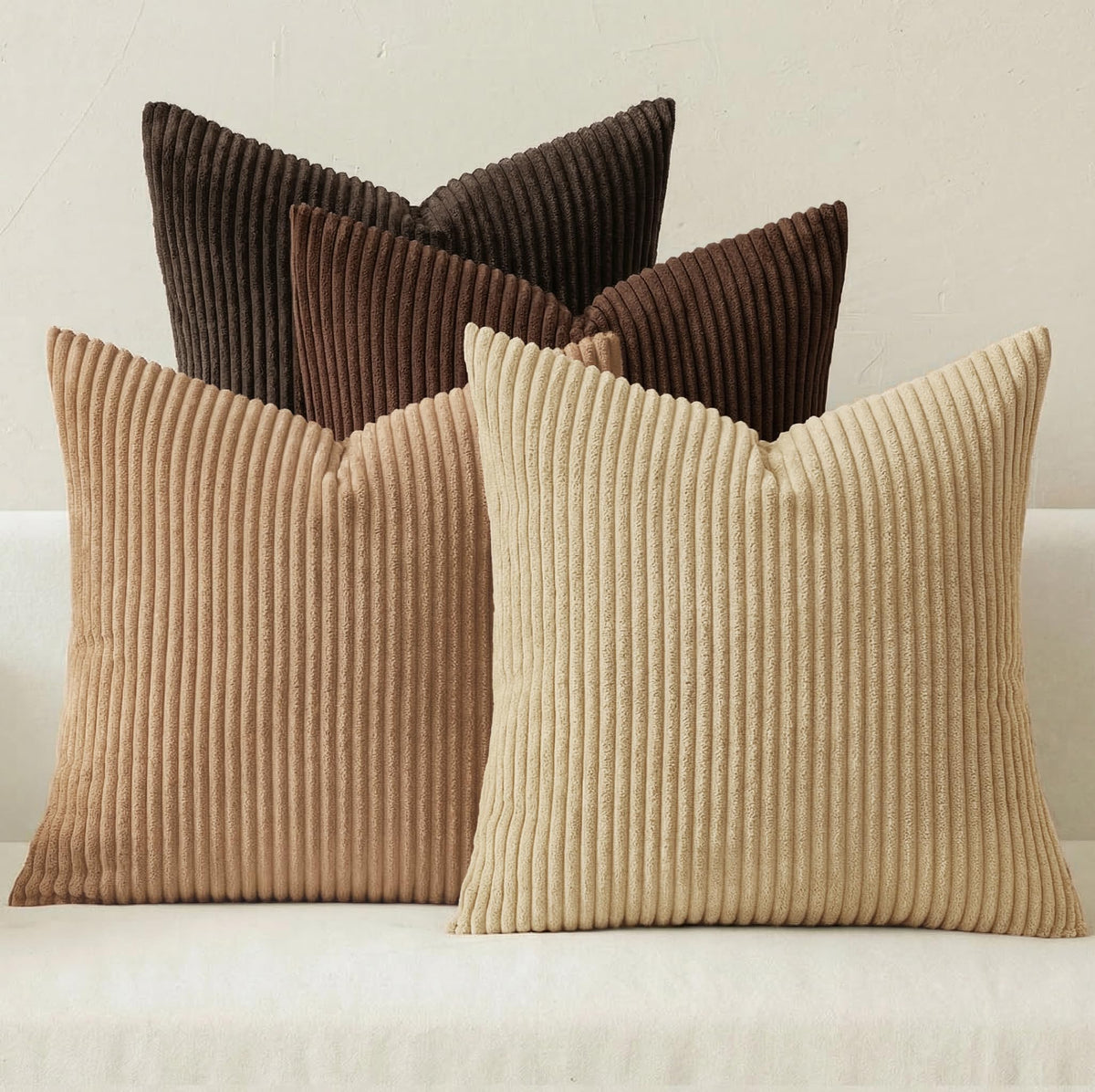 MIULEE Soft Corduroy Decorative Throw Pillow Covers Orange Teal 18x18