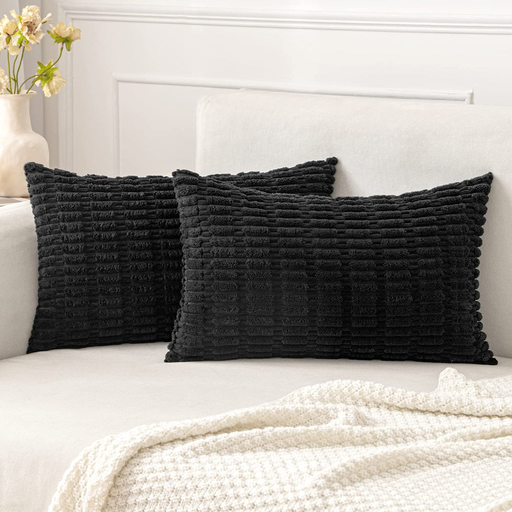 MIULEE Fall Corduroy Decorative Throw Pillow Covers 18x18 Rust Pack of 2