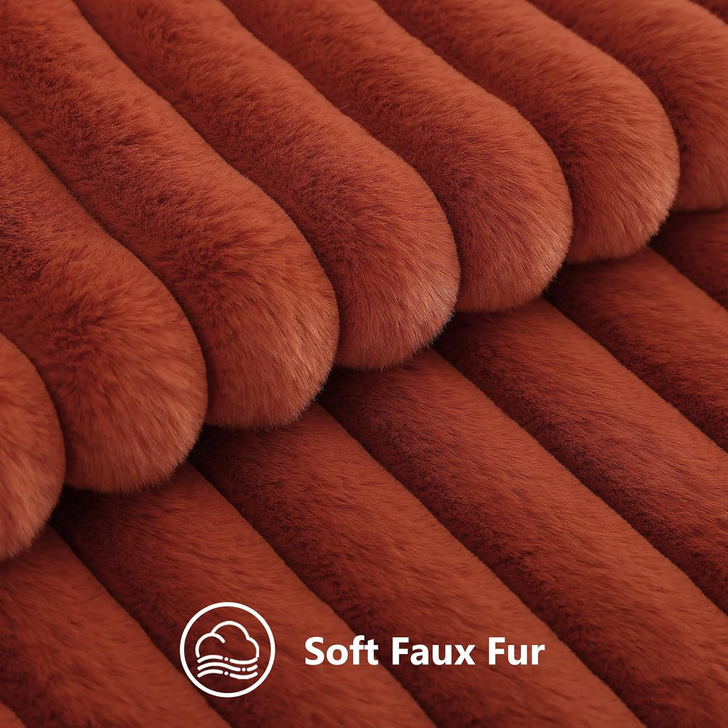 decorUhome Fall Faux Fur Throw Pillow Covers 18x18 Set of 2 Rust