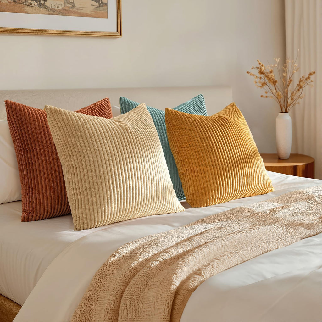 EMEMA Teal Orange Decorative Throw Pillow Covers 18x18 Inch Set of 4