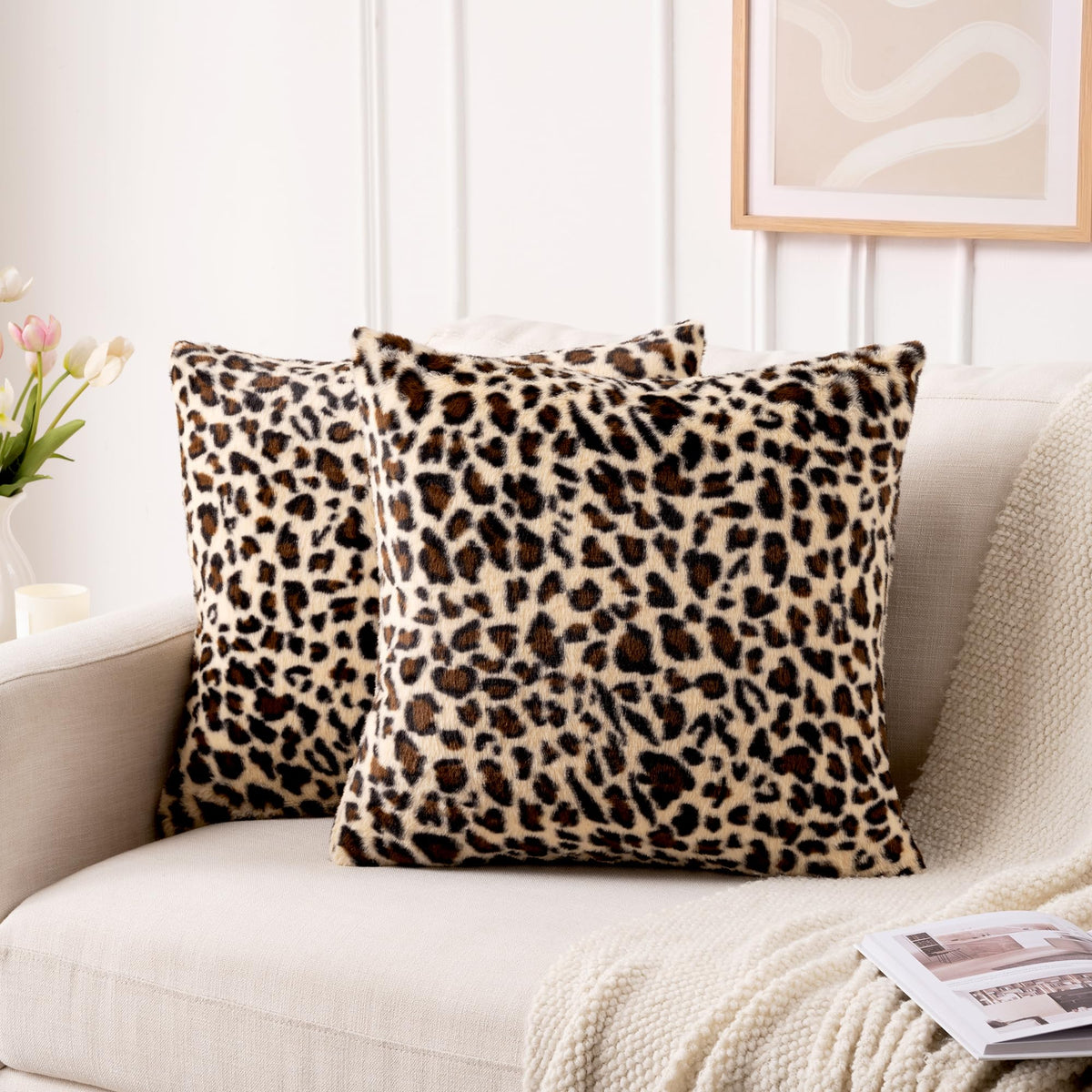 GALMAXS7 Cheetah Pillow Covers Leopard Throw Pillow Covers Set of 2, 18x18