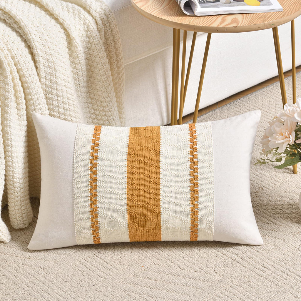 Fancy Homi Set of 1 Sage Green Boho Lumbar Decorative Throw Pillow Covers 12x20 Inch for Living Room Bedroom Couch Bed Chair, Rustic Retro Cushion Case, Bohemian Room Home Decor