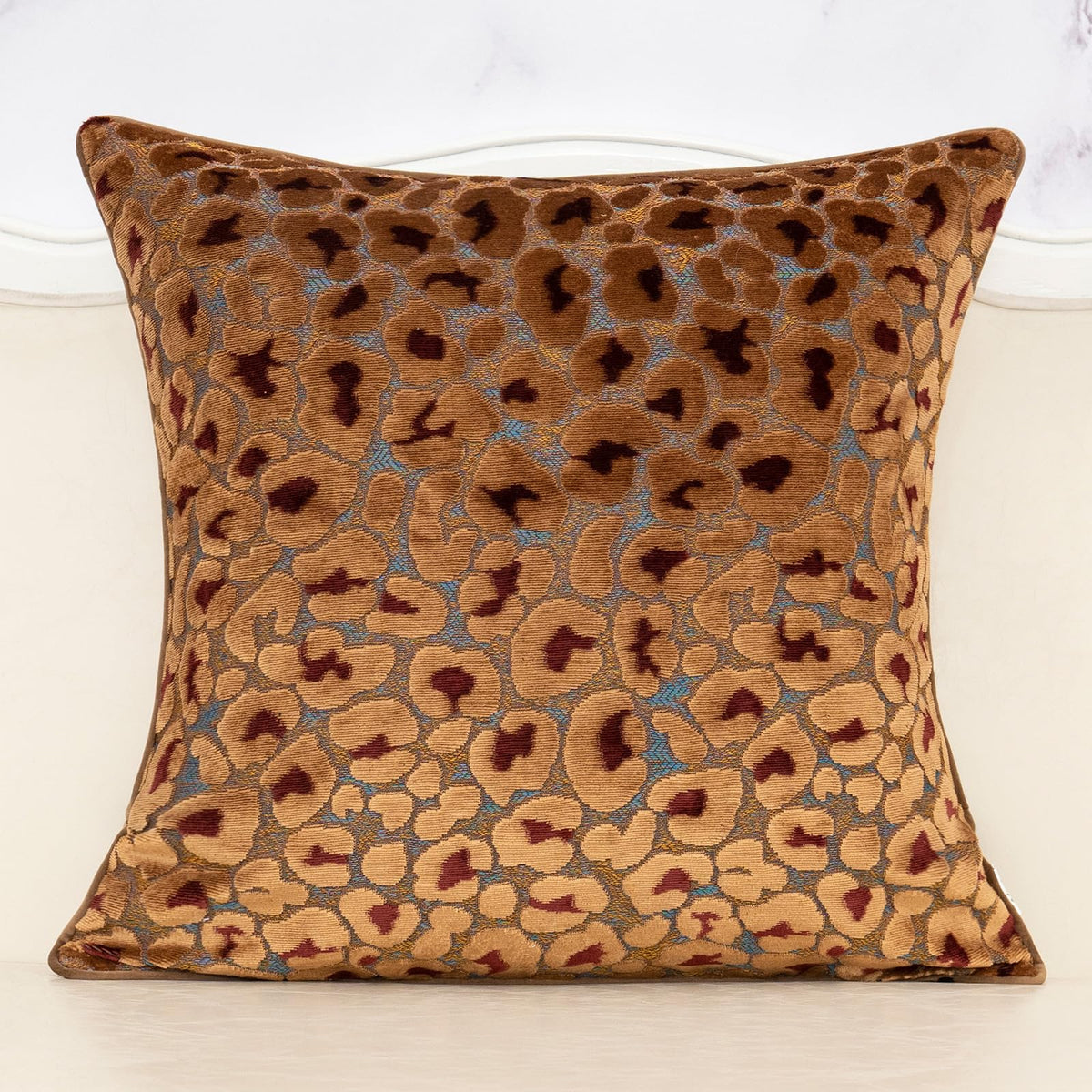 Alerfa Green Brown Floral Throw Pillow Cover 12 x 20 Inch Cut Velvet Rectange Luxury Decorative Lumbar Pillow Cover for Couch Living Room Bedroom