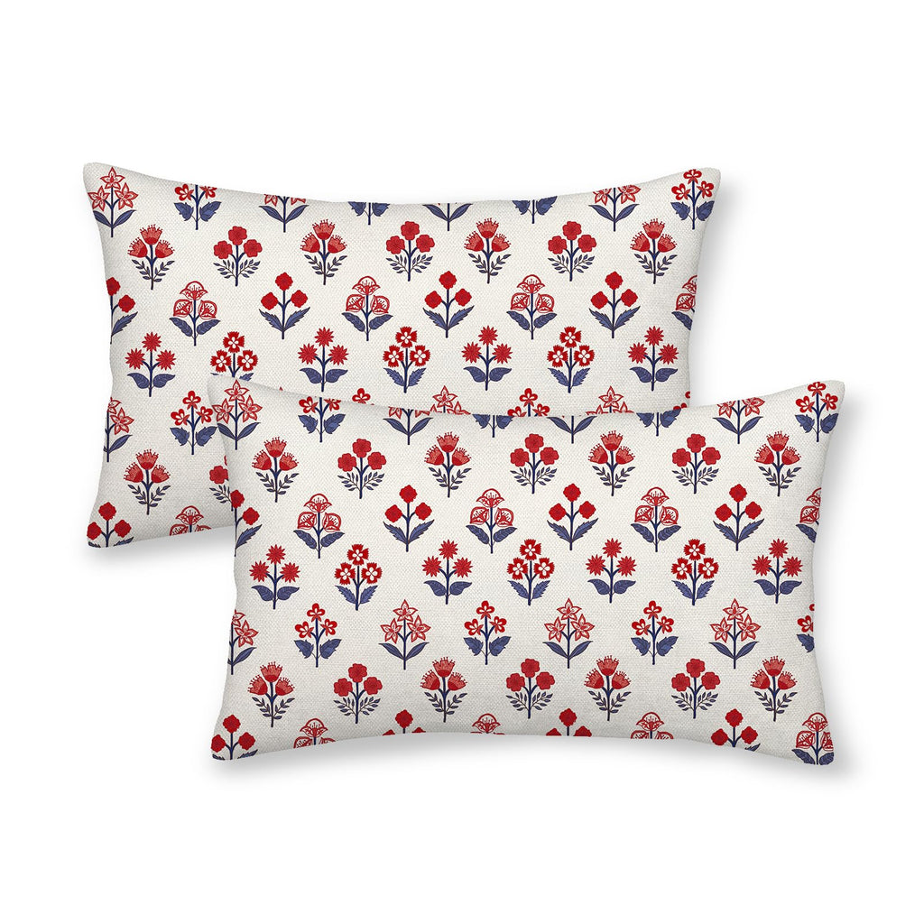 Floral Outdoor Pillow Covers 18x18 Inch Set of 2 Blue Green