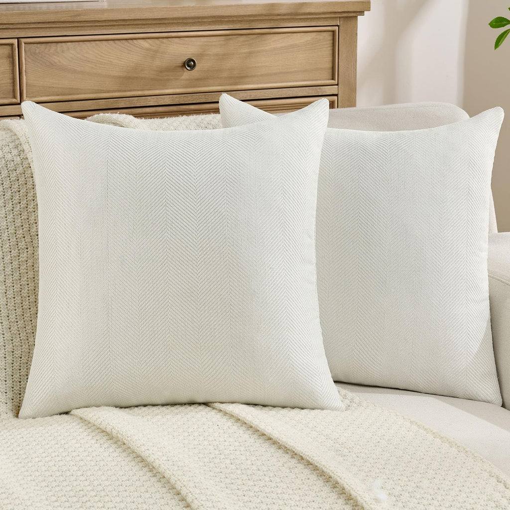 FUTEI Pack of 2 Chenille Throw Pillow Covers 18x18 Inch, Black