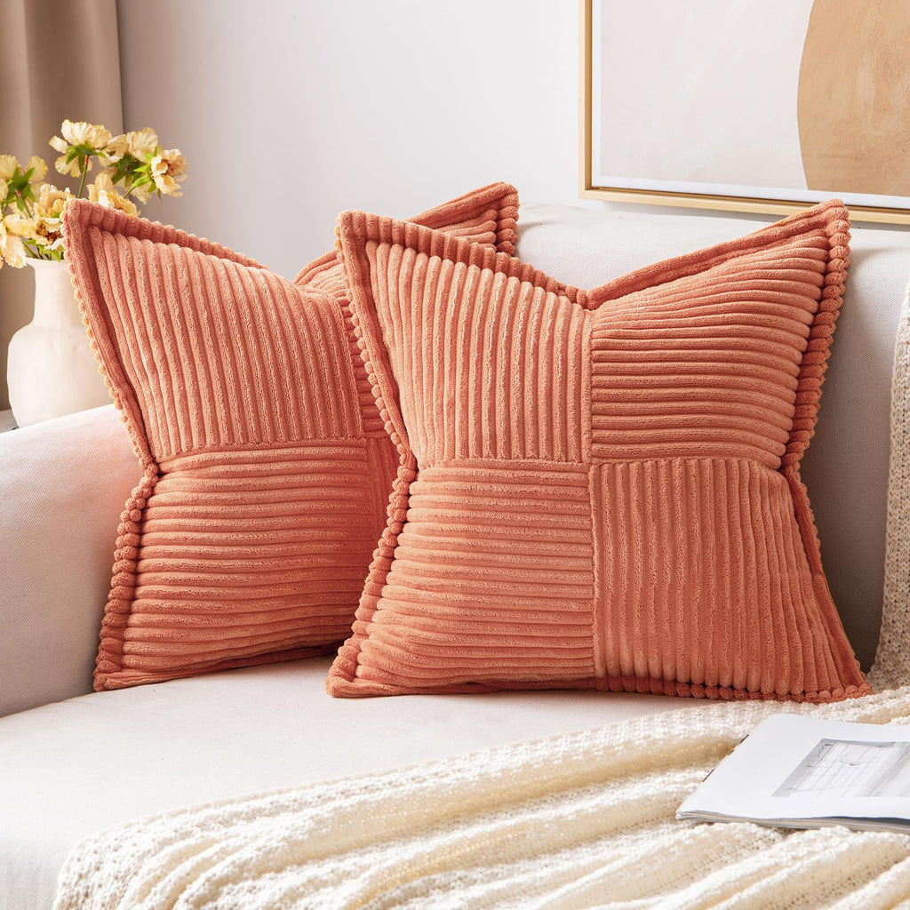 MIULEE Decorative Throw Pillow Covers for Couch 18x18 Inch Beige 2 Pack