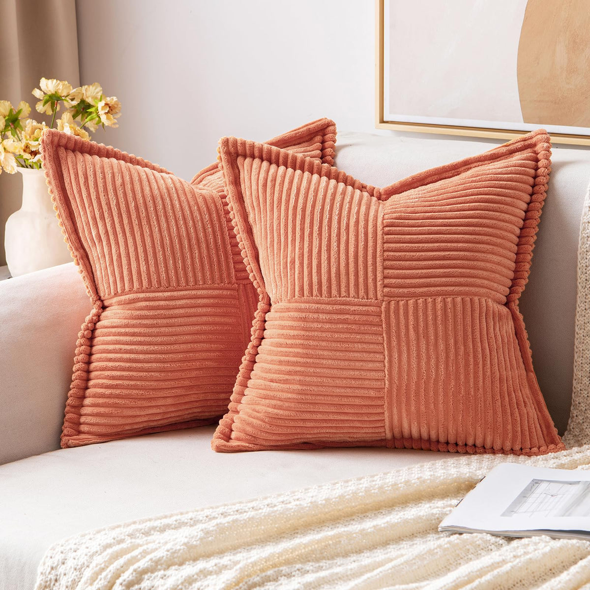 MIULEE Fall Rust Decorative Throw Pillow Covers for Couch 18x18 Inch
