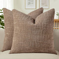Allorry Decorative Couch Throw Pillow Covers 18x18 Set of 2 Camel Soft Chenille Pillow Covers Neutral Textured Boho Cushion Covers for Modern Farmhouse Sofa Bedroom Living Room Decor SY008-D18