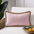 Phantoscope Pack of 2 Farmhouse Decorative Solid Throw Decorative Pillow Cover Burlap Linen Trimmed Tailored Edges Navy Blue 18 x 18 inches, 45 x 45 cm