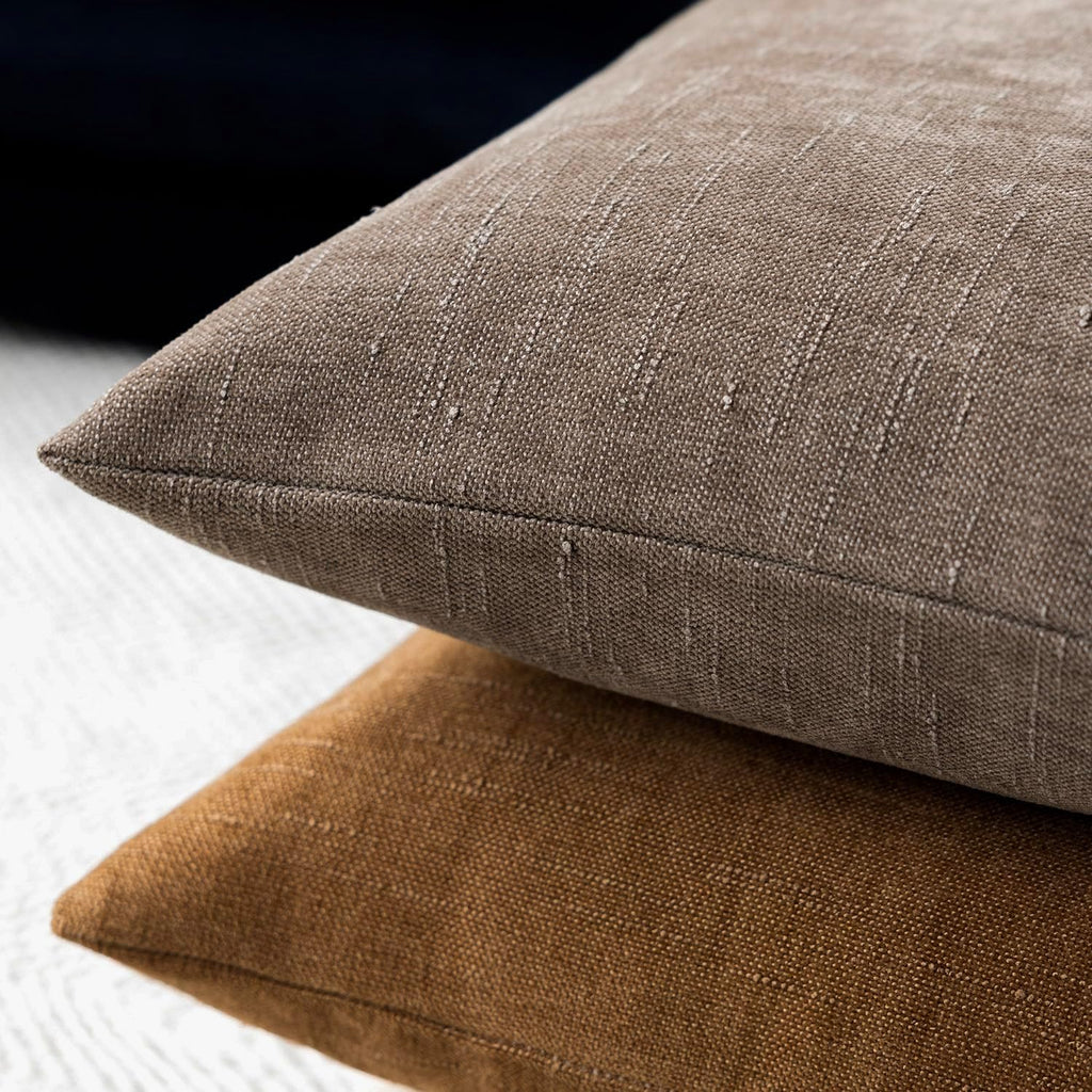 Foindtower Solid Textured Chenille Throw Pillow Covers 20x20 Inch,Taupe