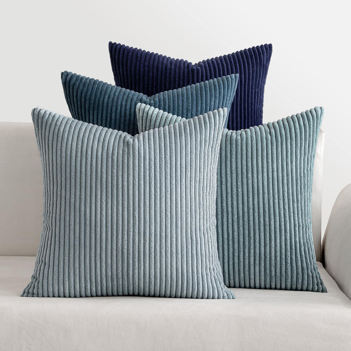 MIULEE Soft Corduroy Decorative Throw Pillow Covers Orange Teal 18x18
