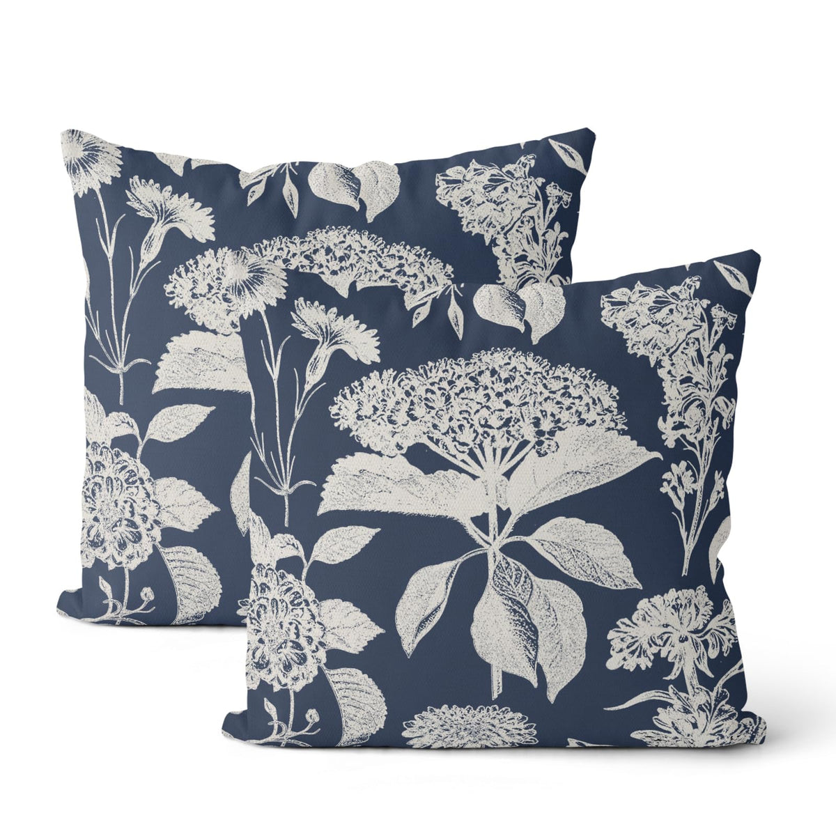 Floral Outdoor Pillow Covers 18x18 Inch Set of 2 Blue Green