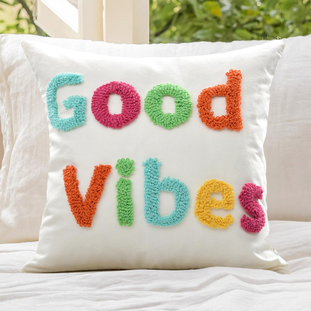Boho Pillow Covers 18X18 Inch Boho Tufted Throw Pillow Covers Decorative Tassels Cushion Cover Farmhouse Pillow Case for Couch Sofa Bed Living Room Bedroom, Green