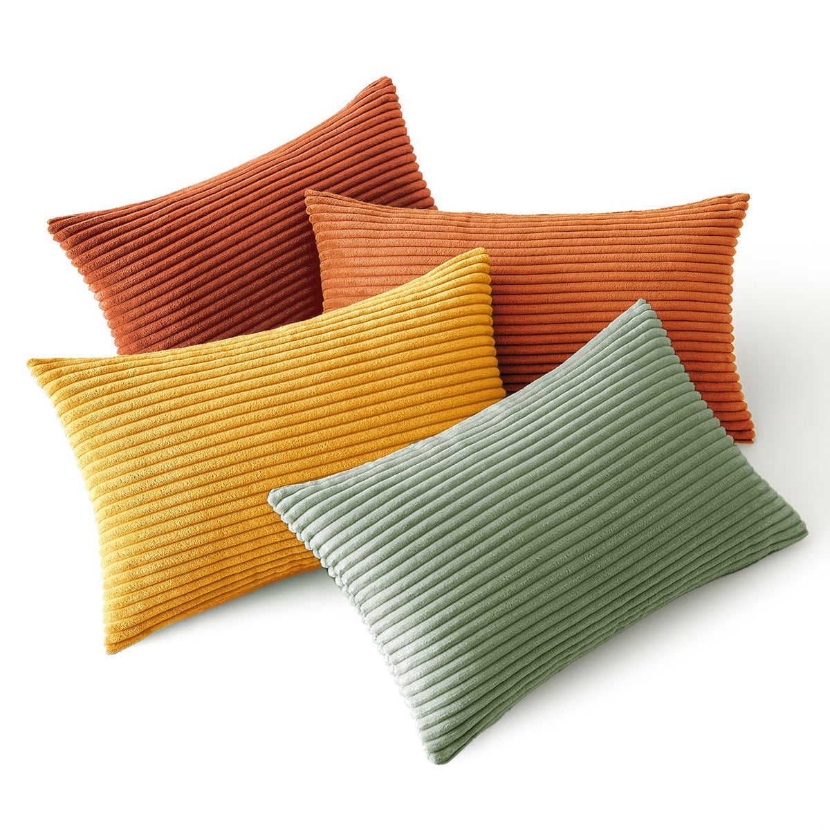 MIULEE Soft Corduroy Decorative Throw Pillow Covers Orange Teal 18x18