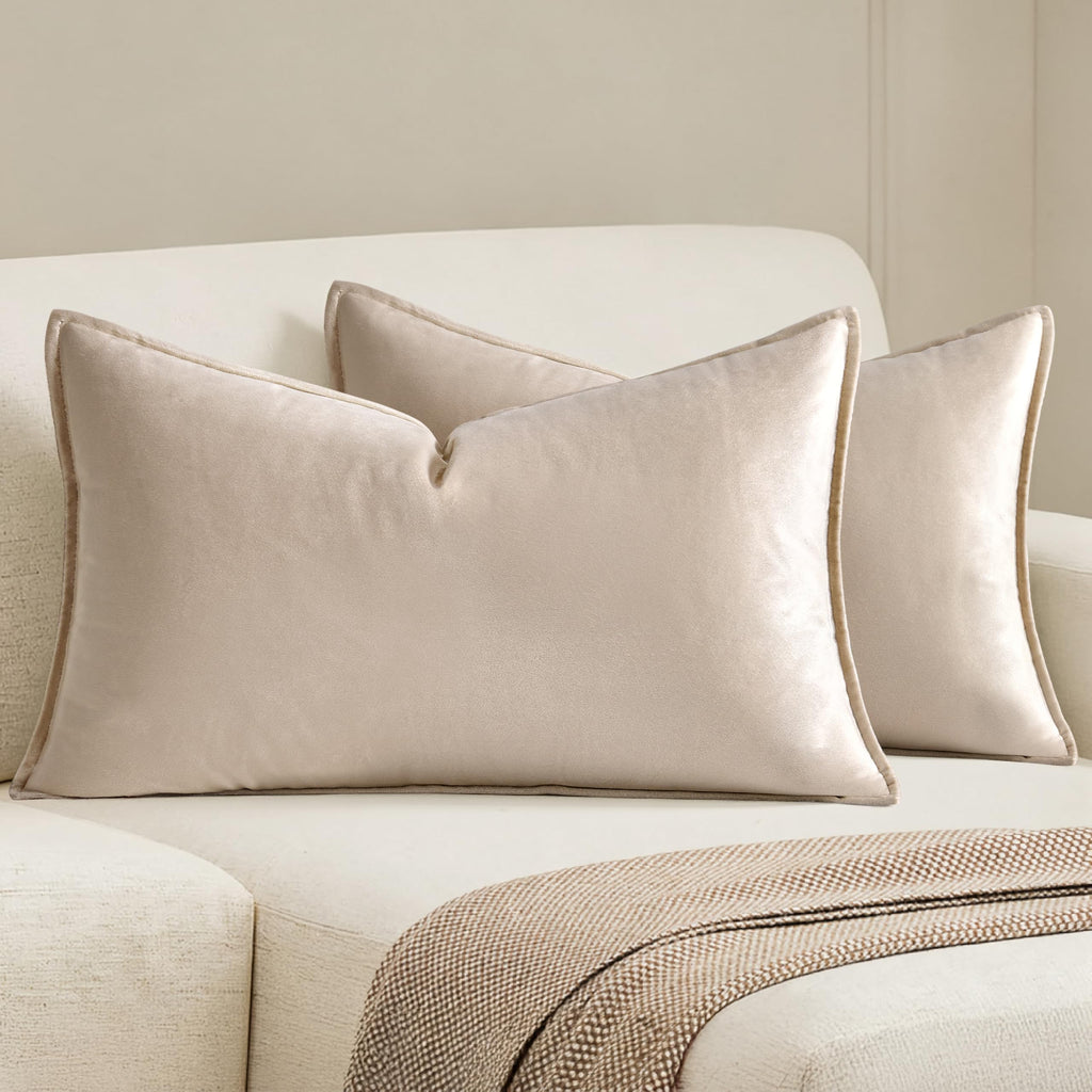 MIULEE Decorative Brown Velvet Throw Pillow Covers for Couch 22x22 Inch