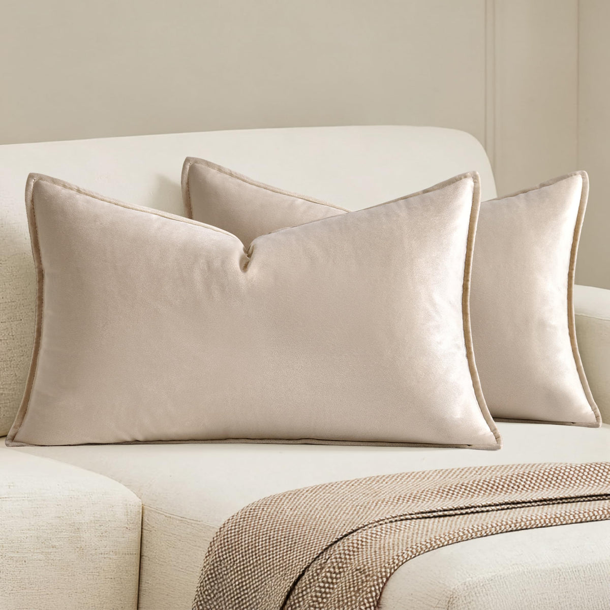 MIULEE Decorative Brown Velvet Throw Pillow Covers for Couch 22x22 Inch