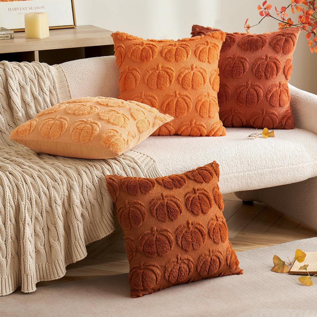 MIULEE Fall Pillow Covers Pumpkin Fall Decor 18x18 Dark Rust