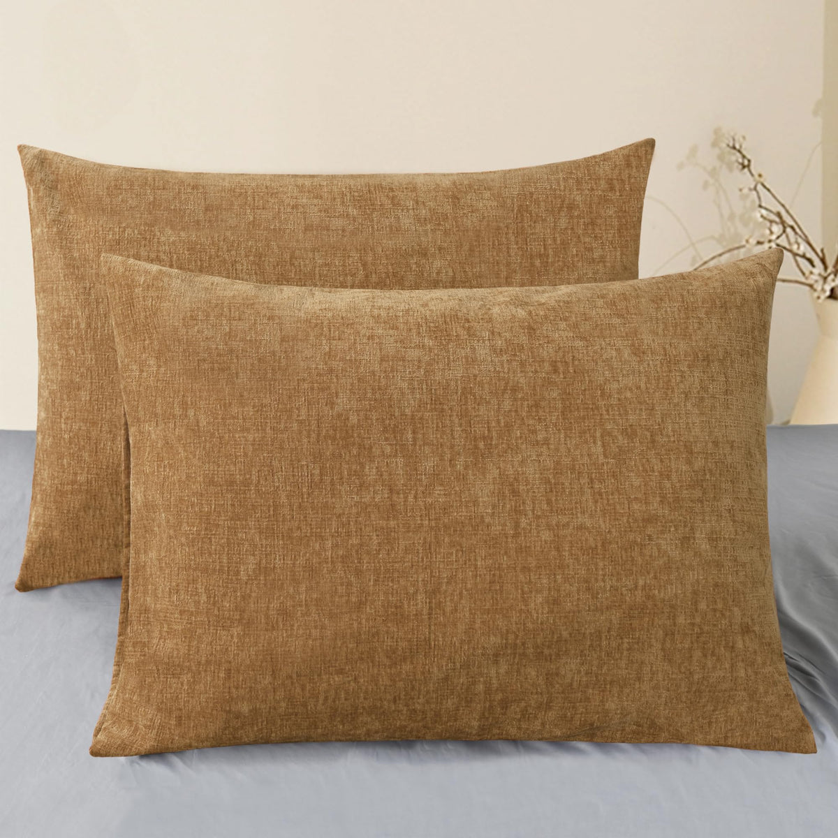 CaliTime Decorative Couch Throw Pillow Covers 18 X 18 Inches Medium Grey