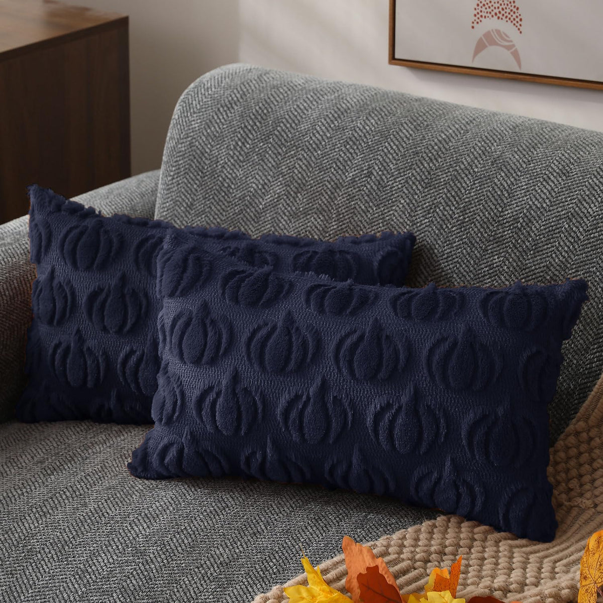 DFXSZ Fall Pillow Covers 18x18 2Pcs Rust Pumpkin Fall Decorations for Home