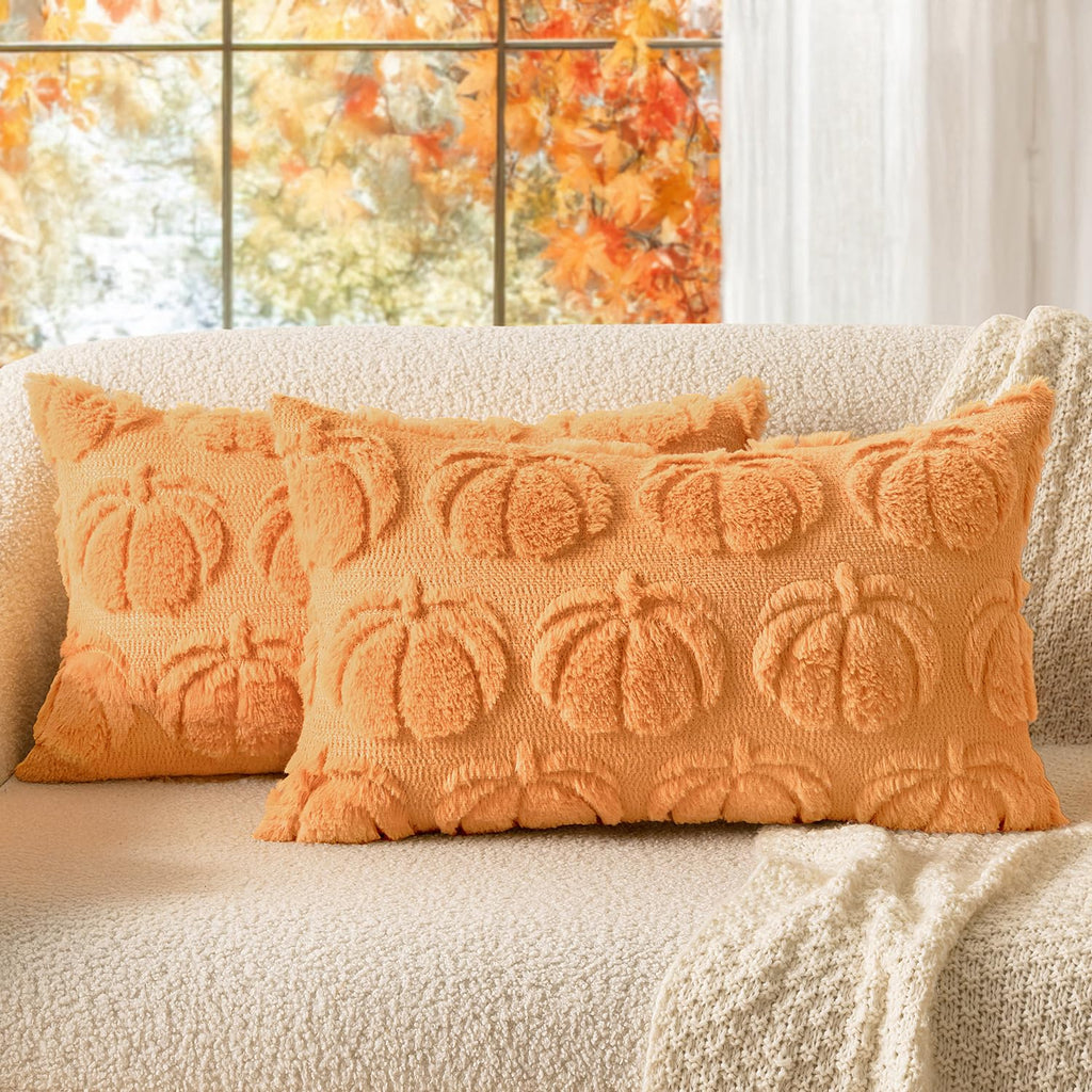 MIULEE Fall Pillow Covers Pumpkin Fall Decor 18x18 Dark Rust