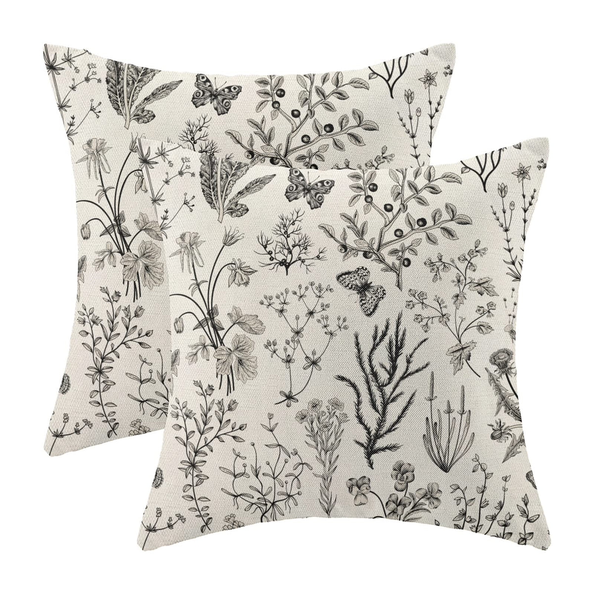 Spring Sage Green Wild Flower Pillow Covers 18x18 Set of 2
